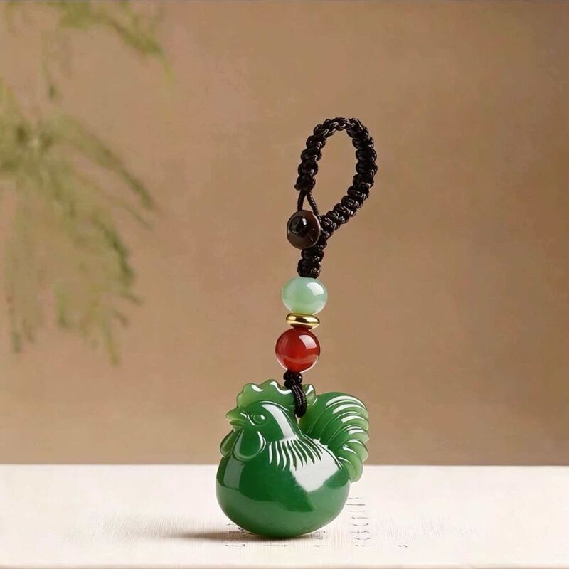 Golden Rooster heralding the dawn, a zodiac rooster keychain made of imitation Hetian jade, suitable for car keys, bags, and phone chains Golden Rooster heralding the dawn, a zodiac rooster keychain made of imitation Hetian jade, suitable for car keys, bags, and phone chains