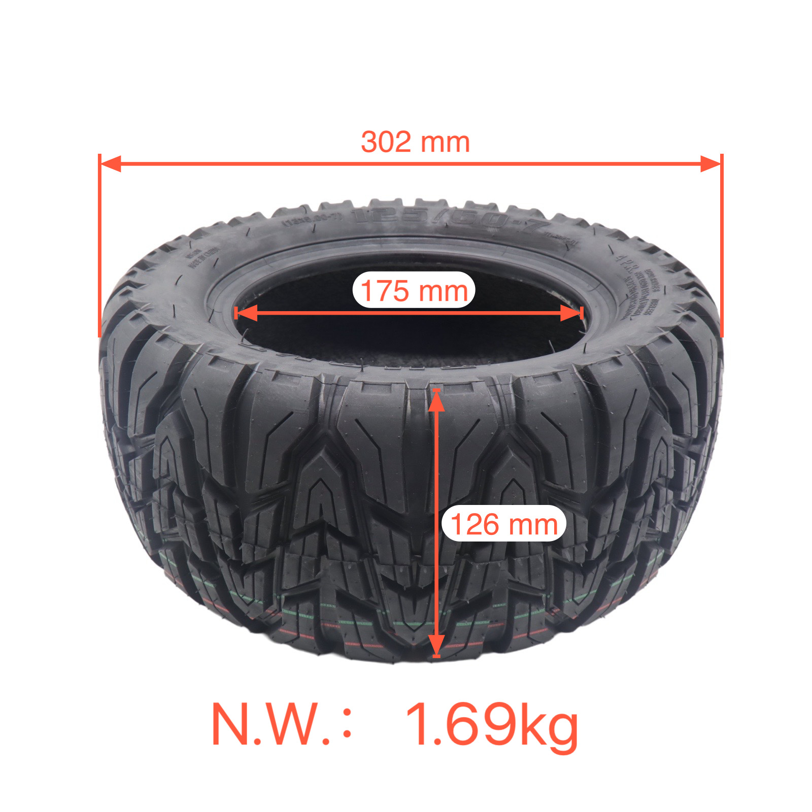 13inch Electric Vehicle Scooter Scooter Tire 125/60-7 Vacuum Tire Tuovt Wear-Resistant Tire