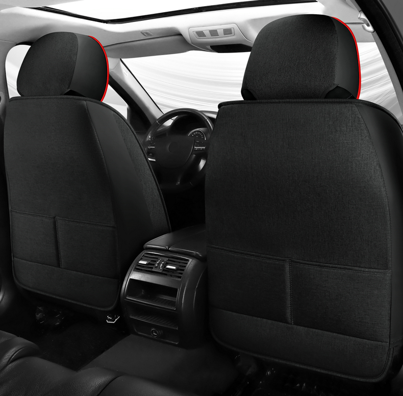 New car seat cushion, full-coverage linen seat cover, universal fabric seat cushion for all seasons, non-removable breathable seat cover