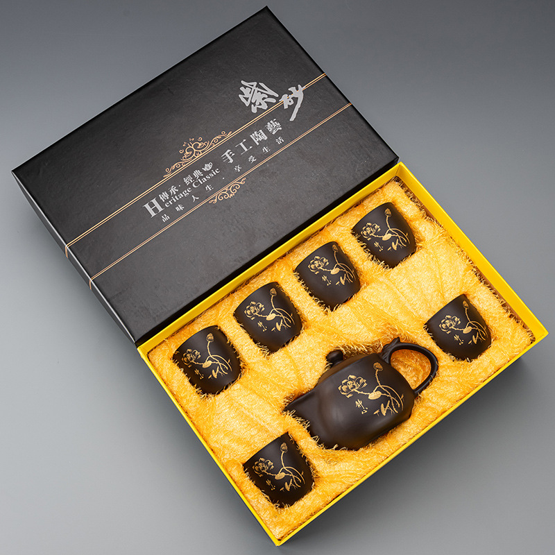 ✲☾☾✲자색 점토/용 냄비(연화 운율) 6컵 - 선물 상자✲☾☾✲