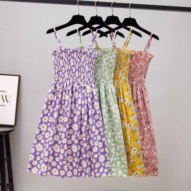 Strap Floral Dress Women's New Chiffon Design Sense Small Printed Base Dress