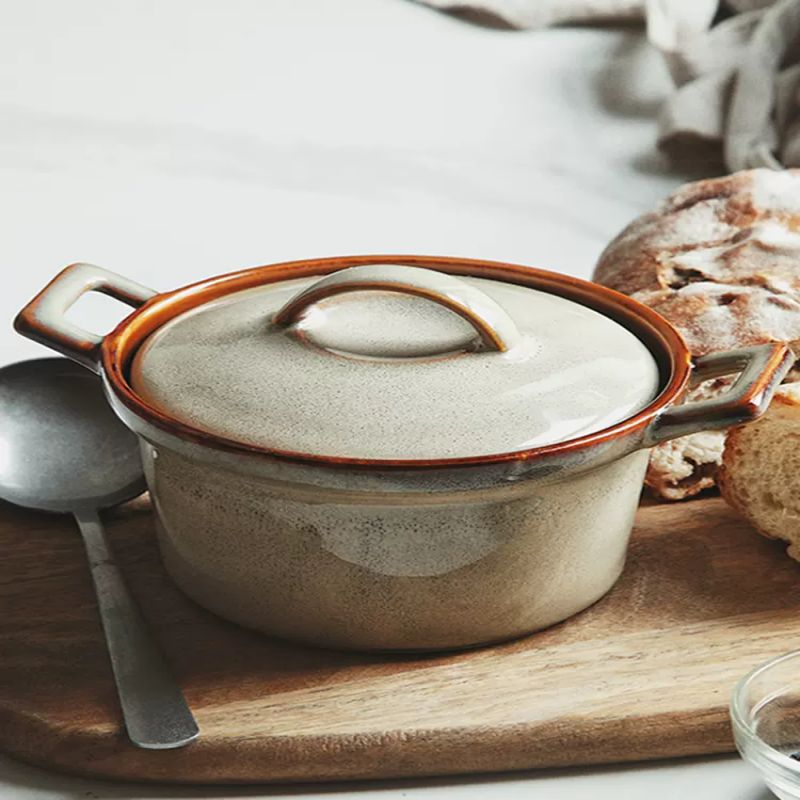 Cerámica creativa transfronteriza estilo japonés de doble oídos comedor casero de cerámica impermeable de cerámica de cerámica de cerámica resistente al calor de cerámica de cerámica de cerámica de cerámica