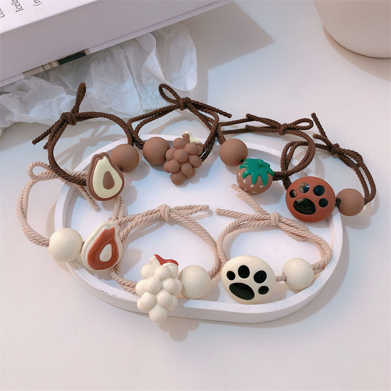 Ins frutas de fresa cuerda de cabeza mujer adorable cabello de correa de goma anillo de cabello de alta elasticidad cuerda de cabello duradera tocado