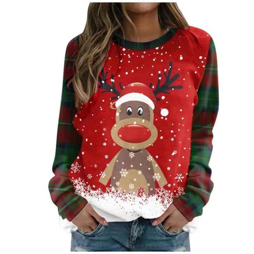 European and American Cross-Border E-commerce: Amazon AliExpress Plus-Size Christmas 3D Digital Print Women's Long-Sleeved Crewneck Sweatshirt
