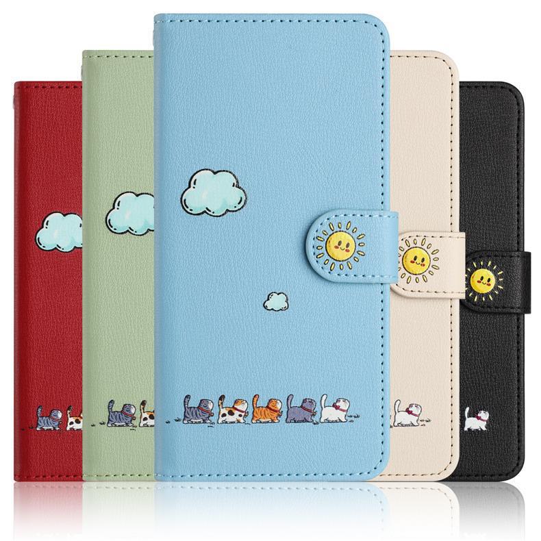 Suitable for Samsung S24Ultra Mobile Phone Case Cute Cat Card Holder S23 Flip Leather Case A55 Anti-Fall 15 Suitable for Samsung S24Ultra Mobile Phone Case Cute Cat Card Holder S23 Flip Leather Case A55 Anti-Fall 15