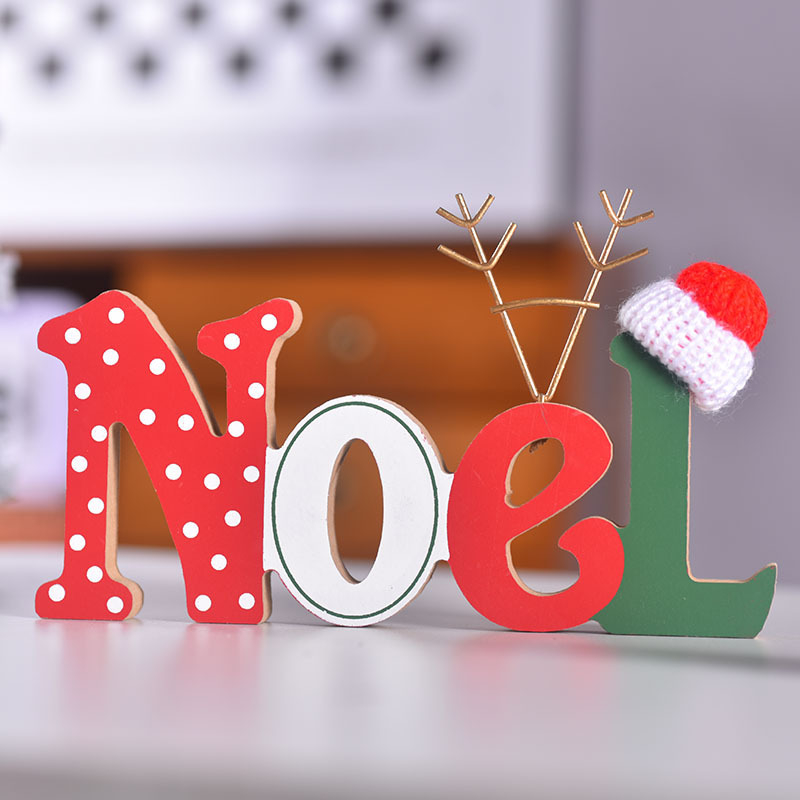 クロスボーダークリスマス木製ノエルレターオーナメントクリスマスデコレーションクリエイティブデスクトップウィンドウレターオーナメント|undefined