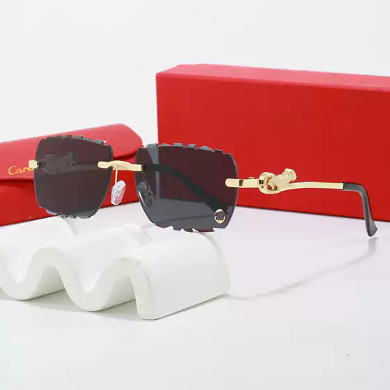 Trendy Frameless Sunglasses with Leopard Head Design | Fashionable Cut-Edge Sunglasses for Women | Premium Street Style Eyewear