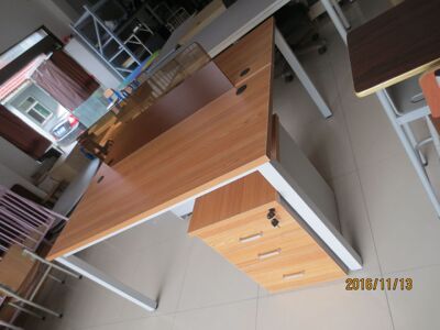 组合钢木办公桌 双人简约办公桌 二人组合办公桌椅|ms