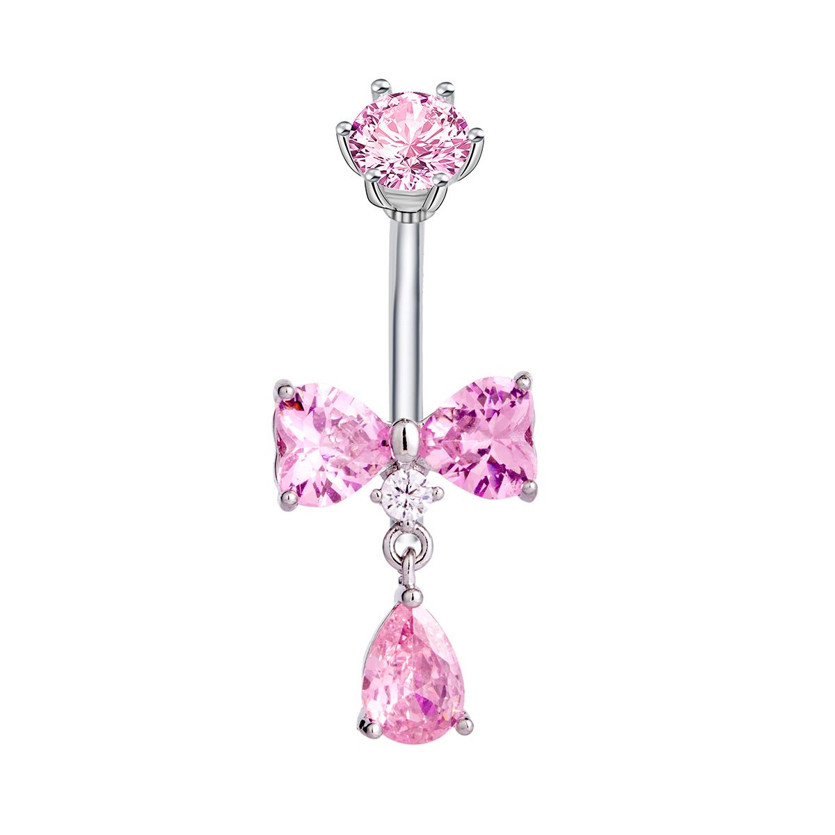 Belly Button Ring With Tassel Bow Zircon For Summer Jewellery_voghion.com