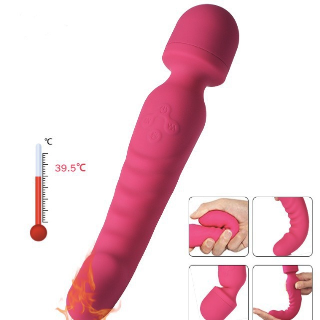 Varilla vibratoria multifrecuencia para mujeres, carga completa, goma doble, calefacción, fabricante de vibradores divertidos de doble cabeza para mujeres