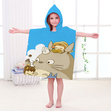 跨境儿童浴袍  龙猫 洗澡 可穿毛巾棉连帽斗篷浴巾沙滩巾