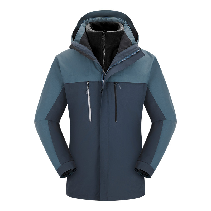 3 - en - 1 traje de asalto desmontable a prueba de viento dos piezas juego de ropa de trabajo de terciopelo casual capa de impresión LOGO para hombres