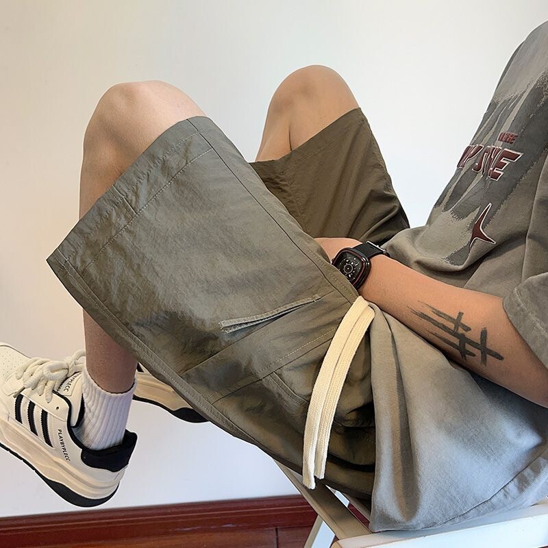 Summer Workwear Pants for Men, New American-Style Shorts, Trendy Brand Beach Pants, Loose Large Size Sports Casual Five-Point Pants