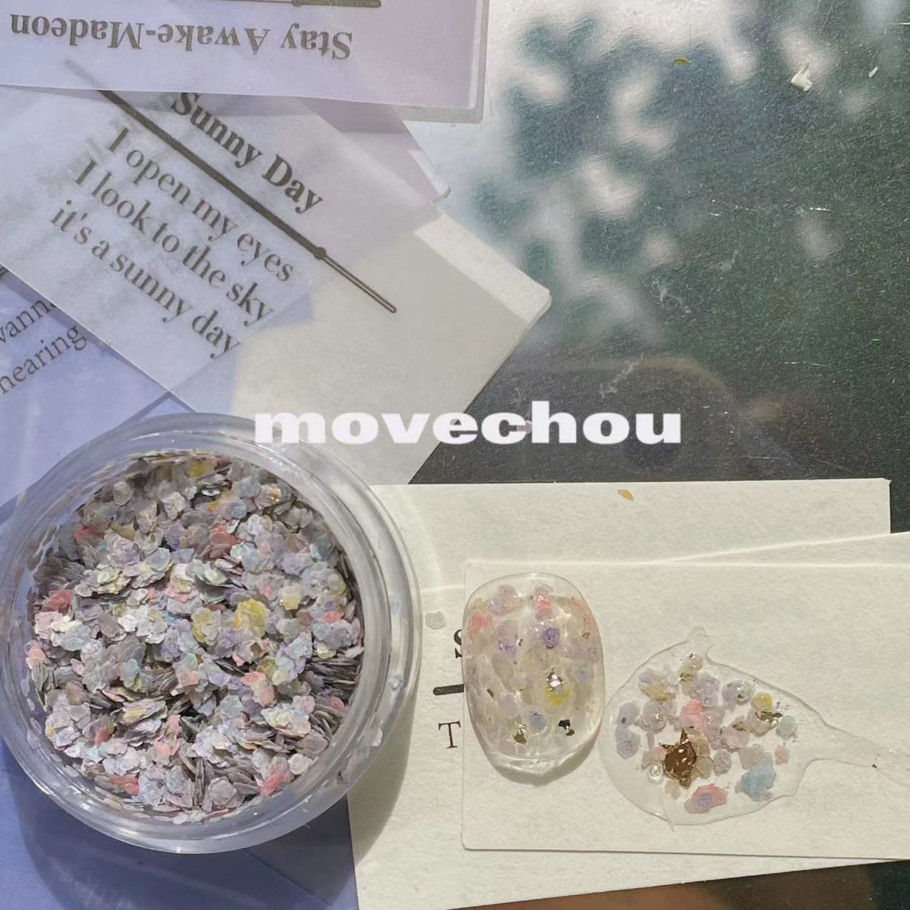 Korean Style ins Niche Fire Paint Manicure High-end Atmosphere Terrazzo Material Glue Flat Replacement Dried Flower Rock Piece Jewelry