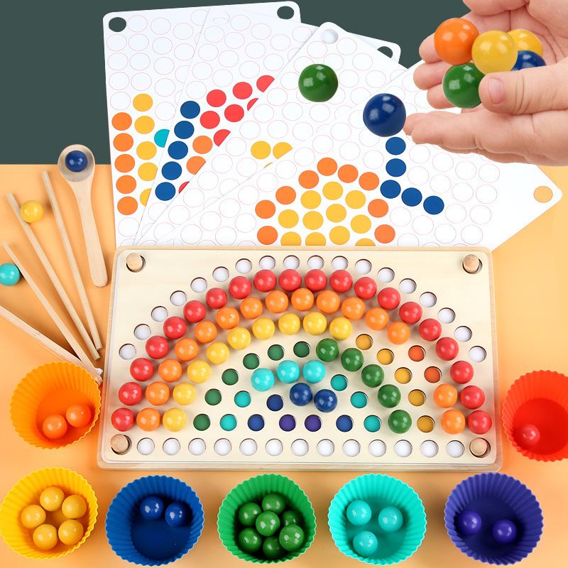 El juego de combinación de cuentas de clip de tubo de ensayo para niños beneficia la inteligencia, el ejercicio cognitivo del color, la coordinación mano-ojo, la educación temprana Montessori