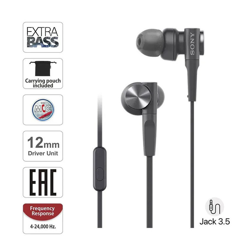 Mdr-Xb55Ap Wired Headphones with Heavy Bass, Wire-Controlled, Foreign Trade Wholesale, Cross-Border E-Commerce Hot-Selling Original Materials, High Quality