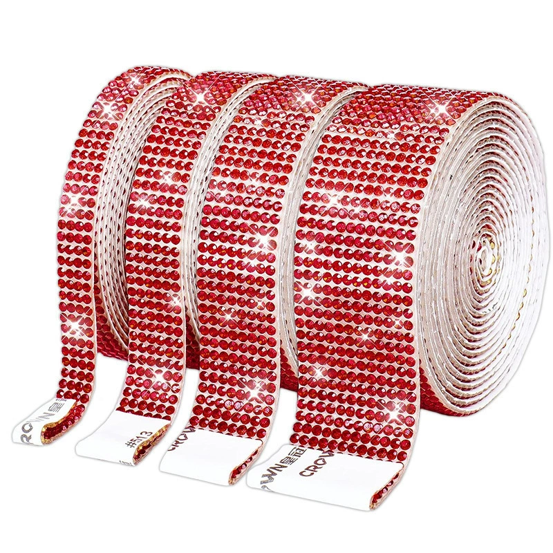 Self-Adhesive Rhinestone Strip, Custom DIY Diamond Sticker, 2–15 rows, Multiple Colors