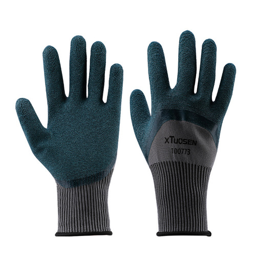 Tousen labor protective rubber gloves, wear-resistant and oil-resistant latex dipped gloves, rubber wear-resistant protective labor gloves, wholesale