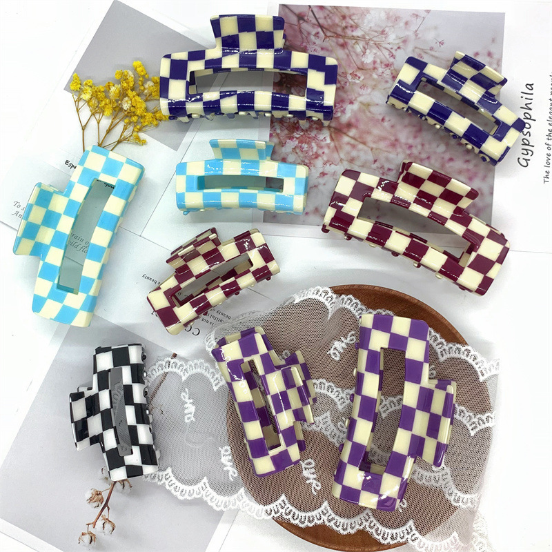 Fashion Plaid Pvc Handmade Hair Claws 1 Piece display picture 2
