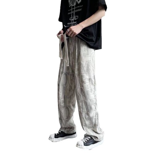 Casual pants men's literary loose type ins Hong Kong style Japanese unvelvet summer fashionable pants ruffled fashion fashion brand pants