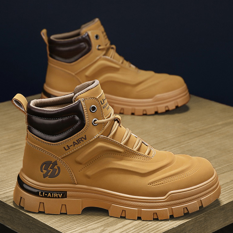 Otoño e invierno nuevo estilo cuero moda retro trabajo al aire libre ocio botas altas marea diaria deportes botas Martin botas de hombre