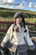 韩版毛绒绒加厚呢子外套+格纹半裙女冬季新款甜美小个子毛呢大衣