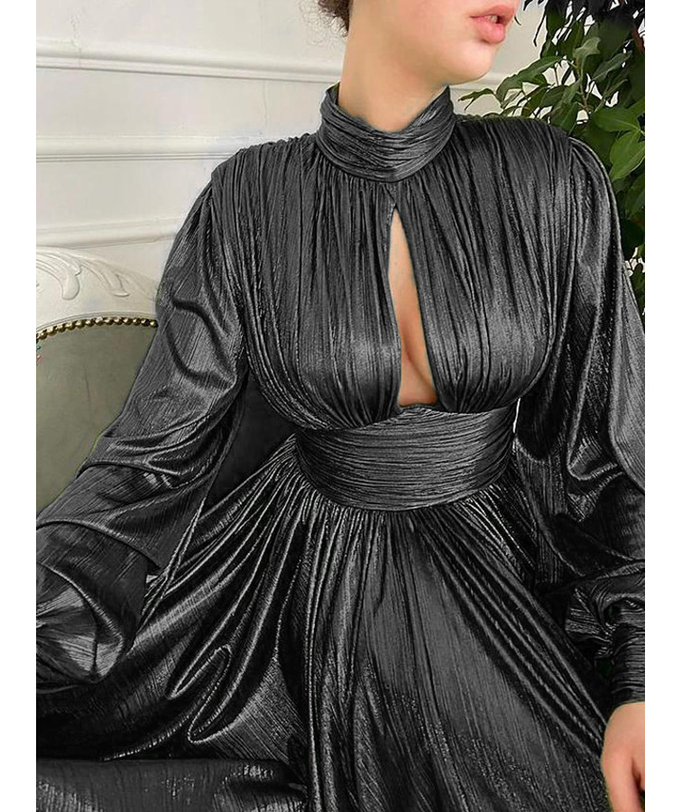 Abbigliamento da donna Abito con scollo a V e vita alta in stile palazzo di alta qualità, gonna a ruota grande, avocado verde_voghion.com