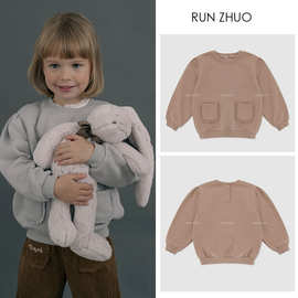现货 LOU韩版宝宝斯密绒儿童卫衣棉秋冬加绒厚款打底套头女童卫衣