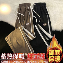 灯芯绒休闲裤子男秋冬款加绒加厚直筒长裤男青少年美式复古运动裤
