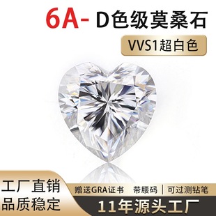 Factory direct ultra-white D color heart-shaped moissanite VVS1 special-shaped Moisan bare stone wholesale GRA certificate