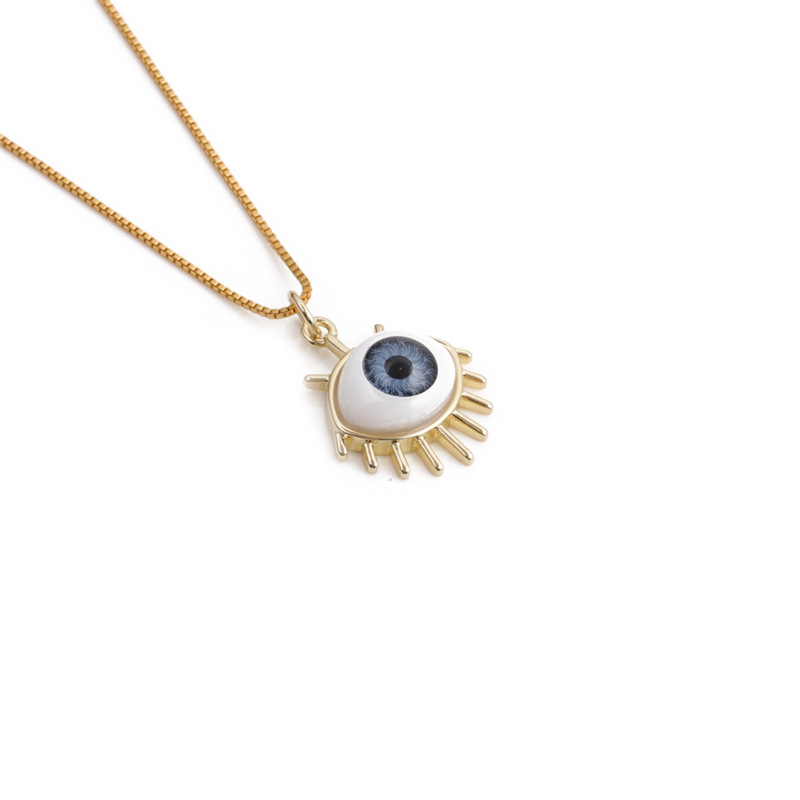 simple dripping evil eye pendant copper zircon necklace wholesale