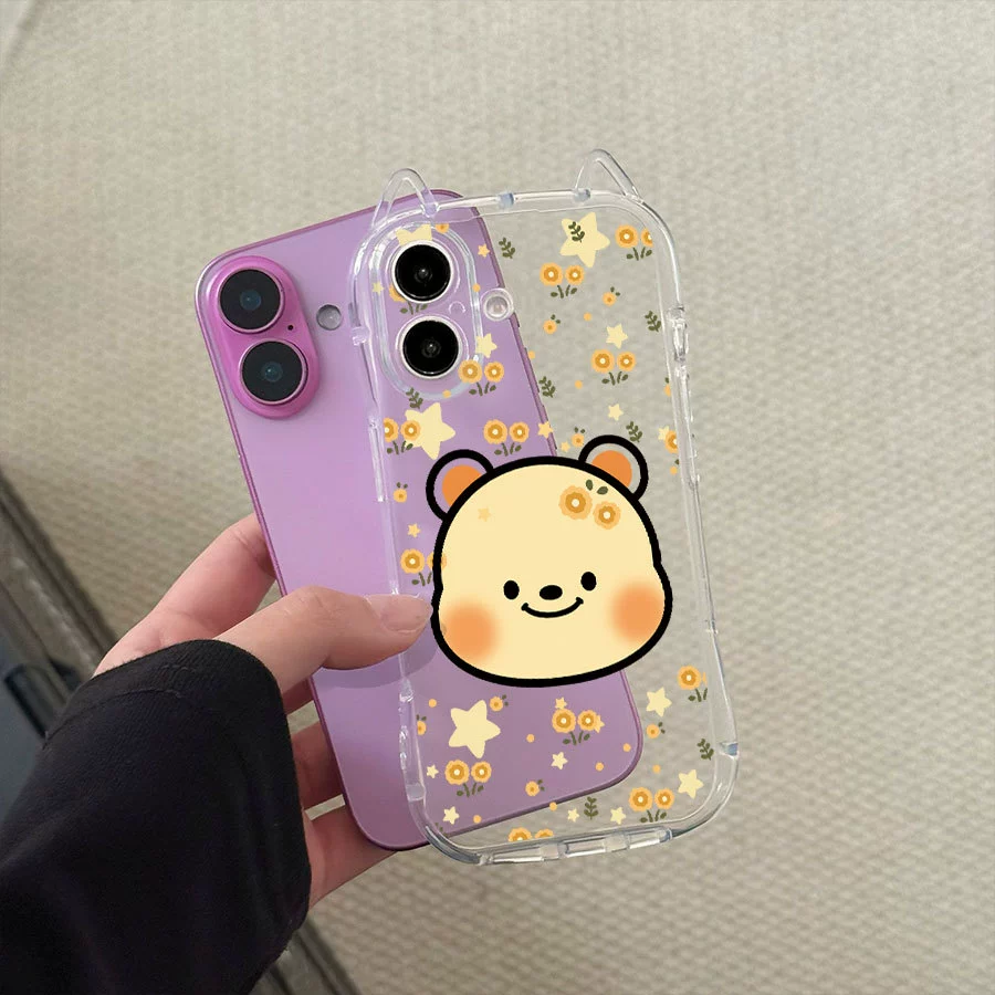 Apple, совместимое масло, iPhone15, прозрачный чехол для телефона, с маленькими медведями, 15promax, новая коллекция