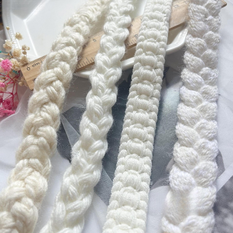 秋冬新款2cm宽银色米色奶白色花边辅料服装diy麻花辫子织带