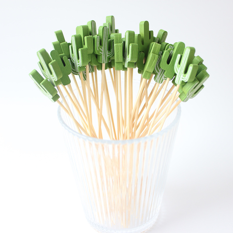 Palo de fruta de cactus mezclado 100 unids/pack especial pastelería palo postre tenedor ins fruta palo de bambú Amazon