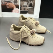 2025新款爆款真皮复古德训鞋厚底小个子增高轻便运动休闲阿甘鞋女