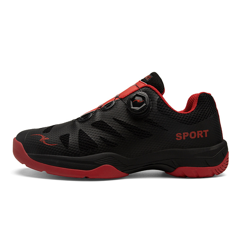Nuevos zapatos de entrenamiento anti-deslizante de tamaño grande para hombres y mujeres transfronterizos de placa de carbono de botón giratorio para parejas de bádminton