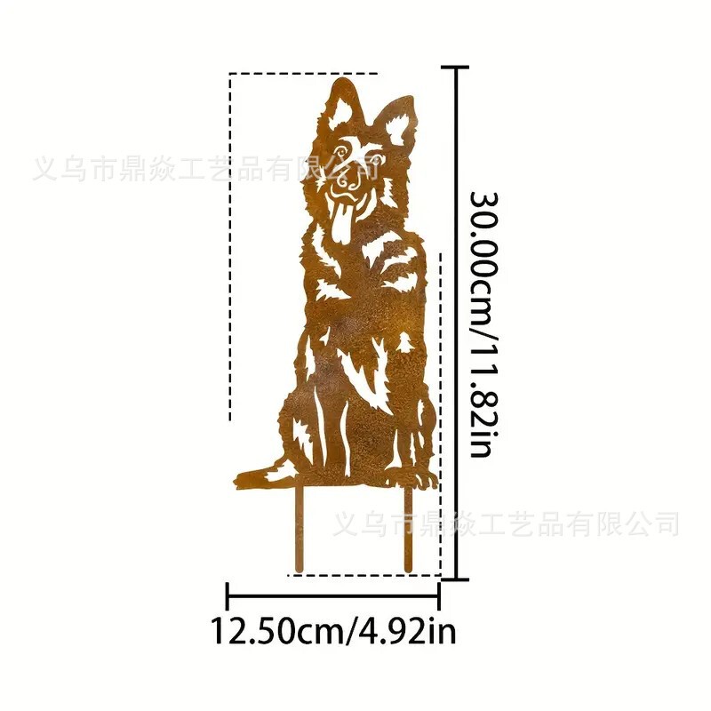 跨境新款金属生锈剪影复古做旧铁艺花园庭院树桩围栏地插装饰品|undefined