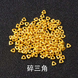 18K gold ancient method triangle broken gold old gold bead spacer diy' braided rope pearl bracelet necklace beaded accessories