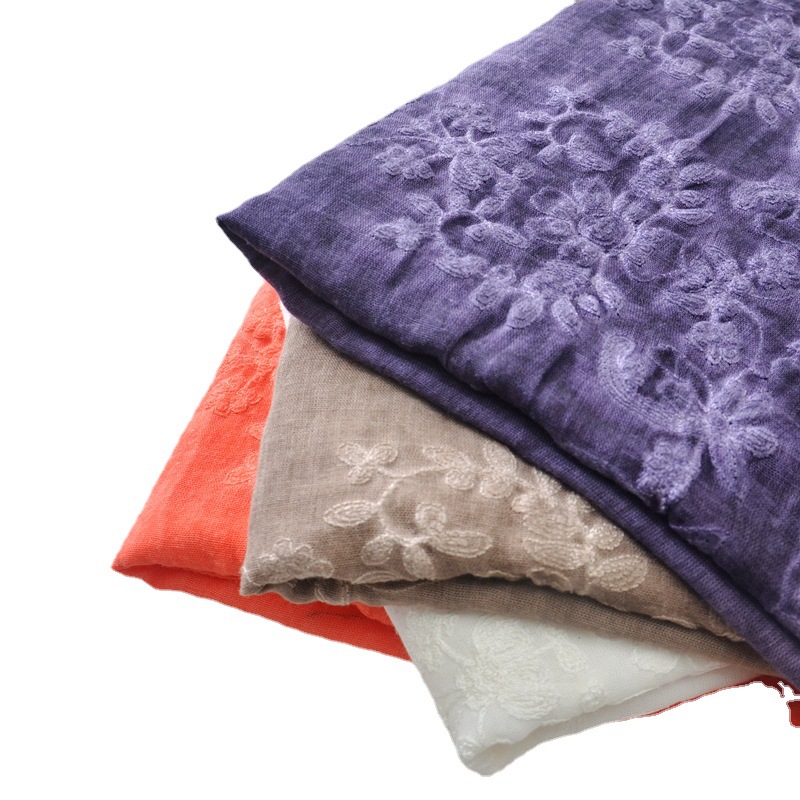 2023 nuevo retro de encaje bordado algodón y lino bufanda Yunnan fotografía viajes protector solar gran tamaño chal