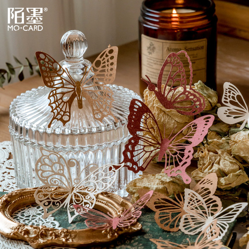 Mo Mo Material Paper Floating Flower Series Retro Hollow Handbook DIY Material Decoration Stickers 10 sheets into 6 styles