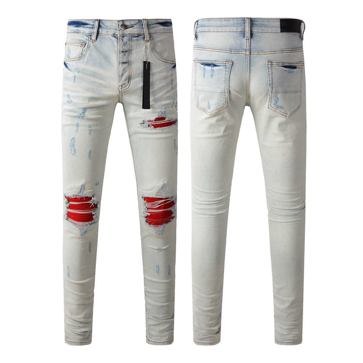 Джинсы (AMIRI) мужские slim с рваной отделкой, фасон зауженный