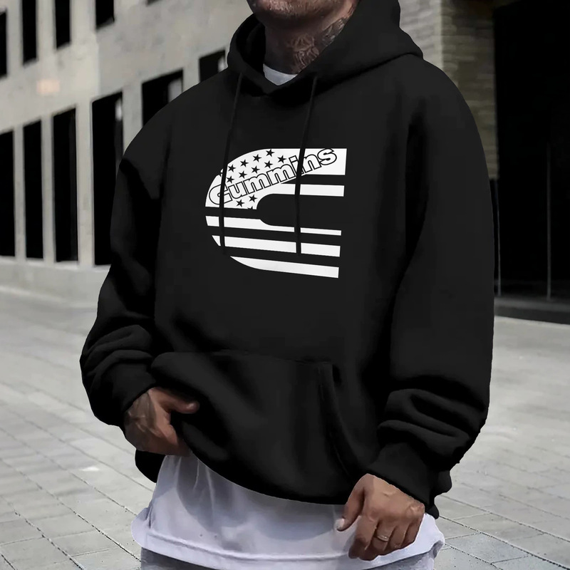 2026 Autumn/Winter Cummins Flag Print Hooded Sweatshirt for Men, American Retro Loose Fit Couple Style Trendy Brand Hoodie 2026 Autumn/Winter Cummins Flag Print Hooded Sweatshirt for Men, American Retro Loose Fit Couple Style Trendy Brand Hoodie