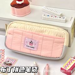 Xiaohongshuの人気のソフトフフプリンカラーマッチング鉛筆バッグインスタイルシンプルな高価値大容量学生文具バッグ