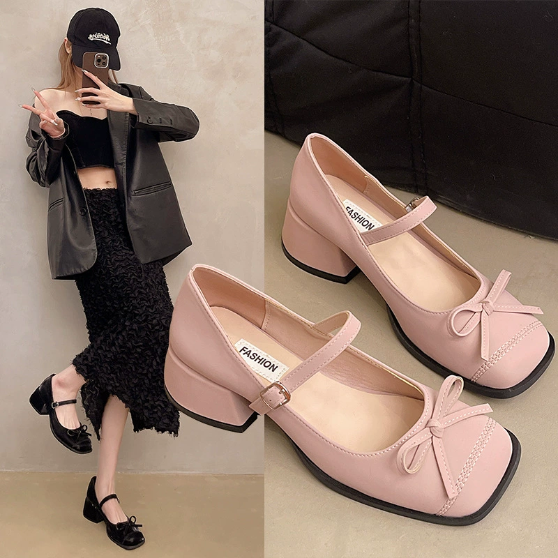 Нежные ins маленькие ароматные туфли на одном каблуке женские весна и осень 2025 новая легкая круглая голова французские туфли Мэри Джейн