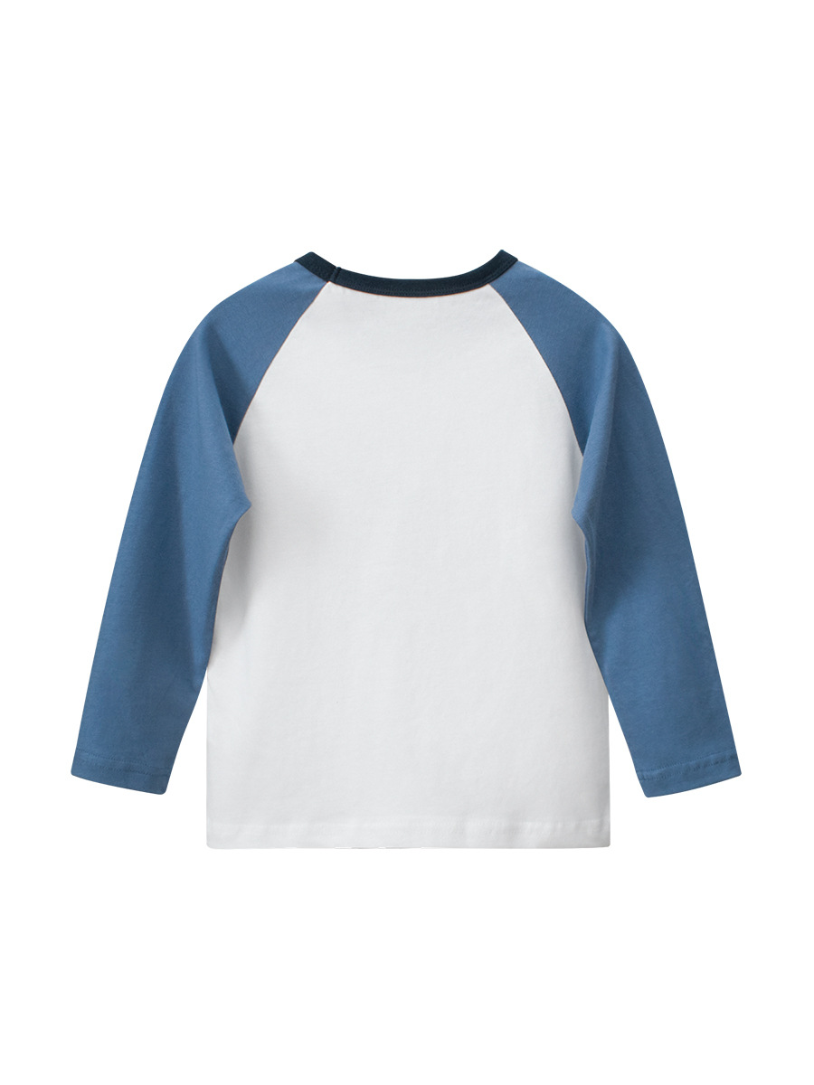 27kids exporta ropa infantil, camiseta de manga larga, otoño 2024, nueva camiseta básica para niños, ropa de bebé al por mayor