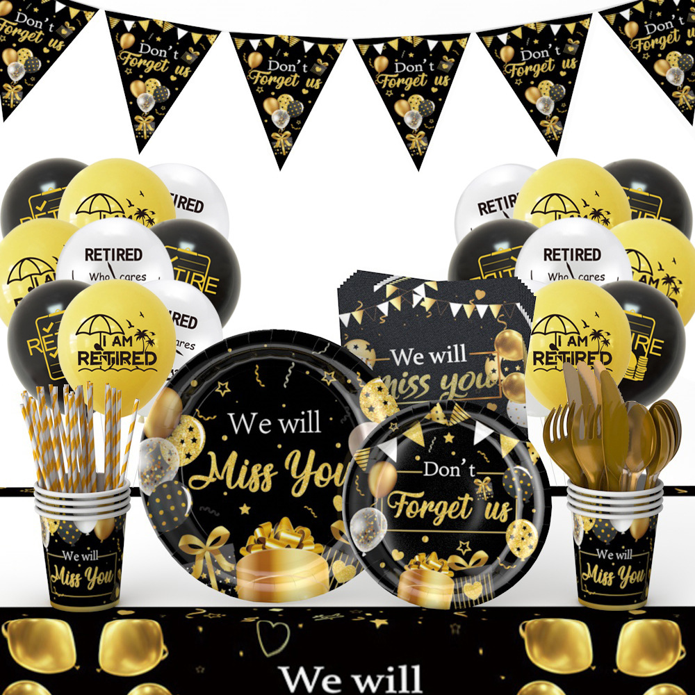 Amazon Black Gold Jubilación Temática Decoración de la fiesta Plate de papel desechable tazas de papel toallas de papel set de decoración de platos