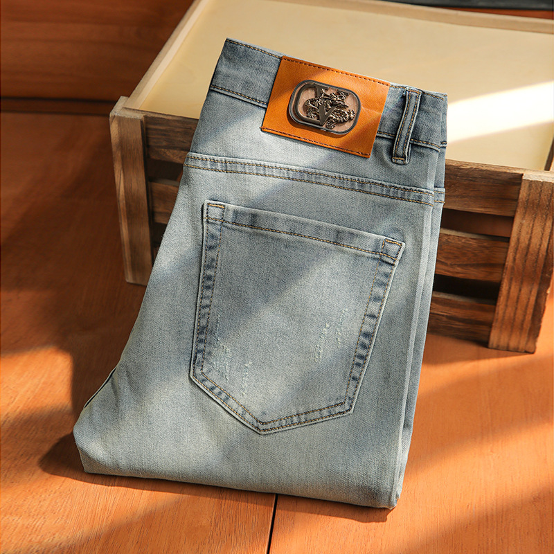 2025 New European Spring and Summer Style Green Blue Stretch Slim Straight Trendy Versatile Denim Cropped Pants 2025 New European Spring and Summer Style Green Blue Stretch Slim Straight Trendy Versatile Denim Cropped Pants