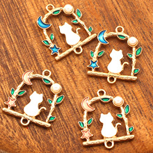 背影珍珠猫 合金滴油 耳环挂件环饰品发饰吊坠 diy韩版 饰品配件