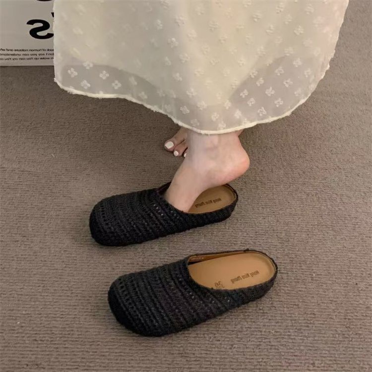 Zapatillas de tejido franceses huecas transpirables para mujeres verano 2026 cabeza de bolsa Muller zapatillas de mujer francesas image 7