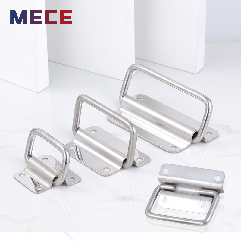 304 stainless steel folding handle thickened spring movable handle industrial equipment box tool box wooden box ring handle